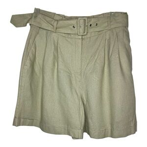 NWT Women's Shorts Summer Casual Dressy Short Belt Pockets, Linen Blend Size 12